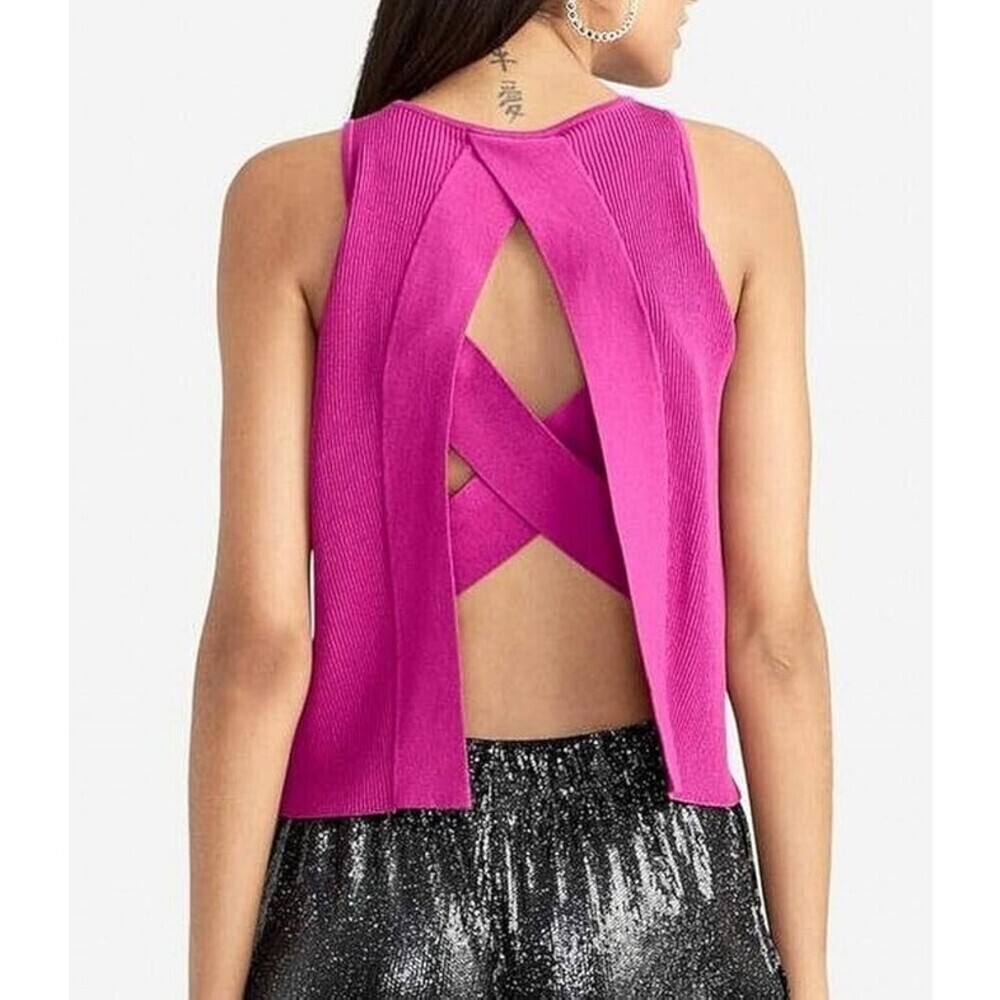 Rachel Rachel women's Roy Cross Back Sleeveless Sweater Top Pink Size S $150